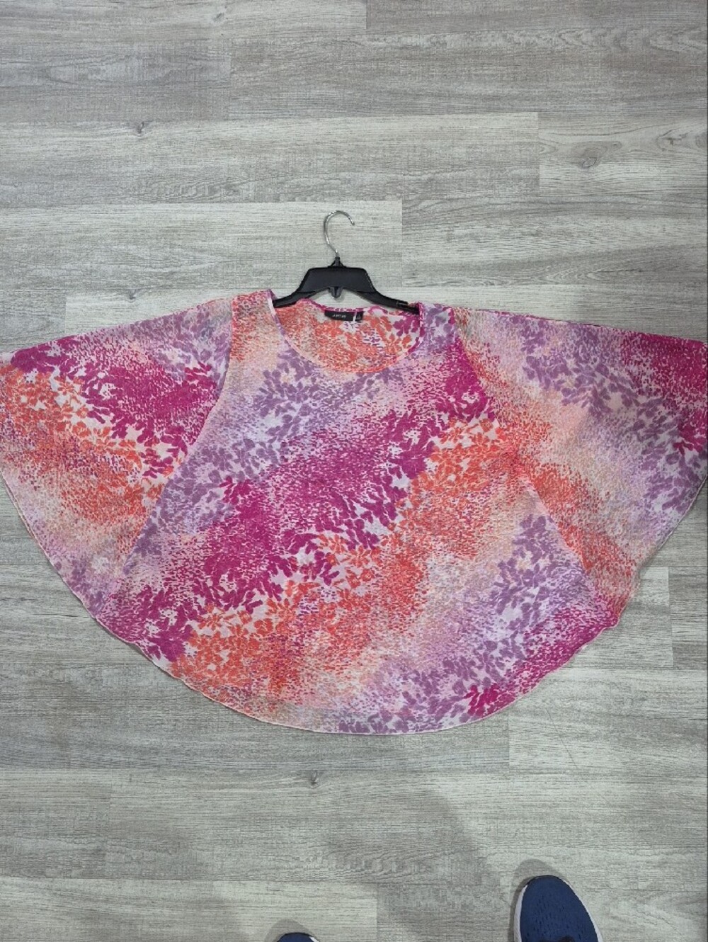 Apt. 9 Pink, Coral & Lavender Floral Flutter Sleeve Blouse - Picture 4 of 4